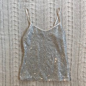 Express silver sequin strappy top